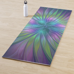 Colourful Shiny Fantasy Flower Abstract Fractal Ar Yoga Mat