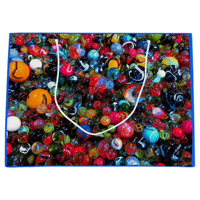 Colourful Shiny Glass Marbles Large Gift Bag (Front)