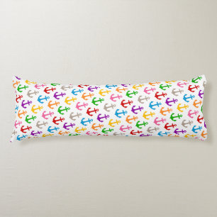 Colourful Ship Anchor Design White Body Cushion