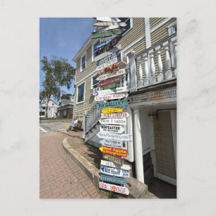 Colourful shop signs in Kennebunkport Maine Holiday Postcard