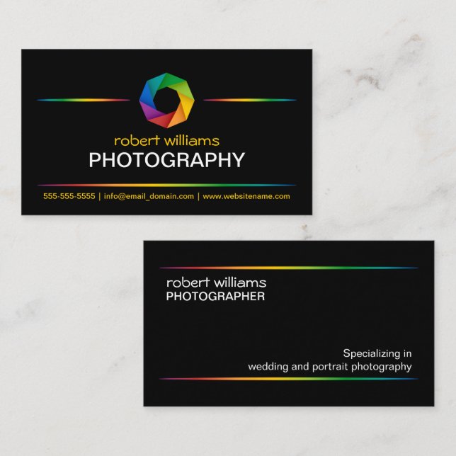 Colourful Shutter Photographer Business Card (Front/Back)