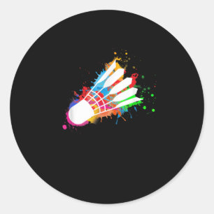 Colourful Shuttle Badminton Classic Round Sticker