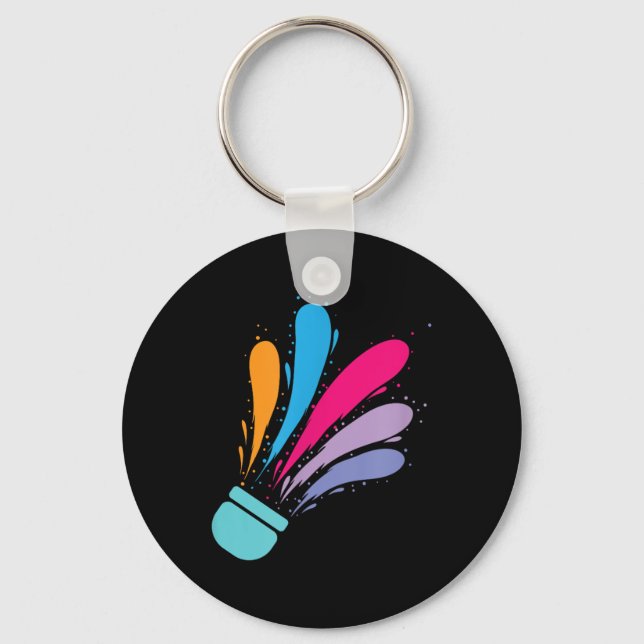 Colourful Shuttle Badminton Sport  Key Ring (Front)