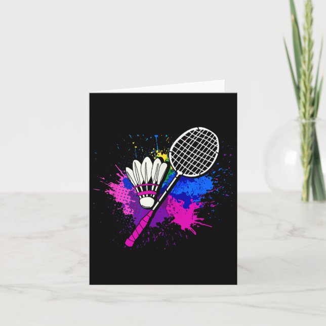 Colourful Shuttle Racket _ Badminton Player  Card (Front)