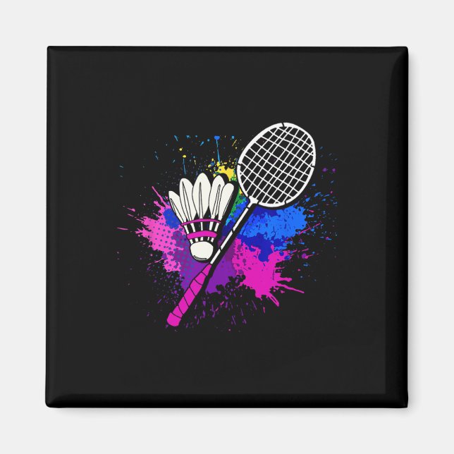Colourful Shuttle Racket Badminton Player  Magnet (Front)