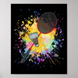 Colourful Shuttle Racket Badminton Player Poster
