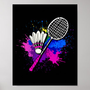 Colourful Shuttle Racket Badminton Player  Poster
