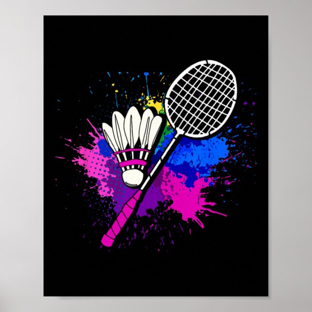 Colourful Shuttle Racket Badminton Player  Poster (Front)