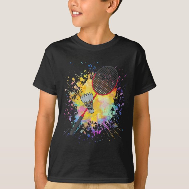 Colourful Shuttle Racket Badminton Player  T-Shirt (Front)