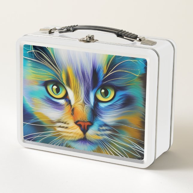 Colourful Siamese Kitten Up Close Metal Lunch Box (Front)