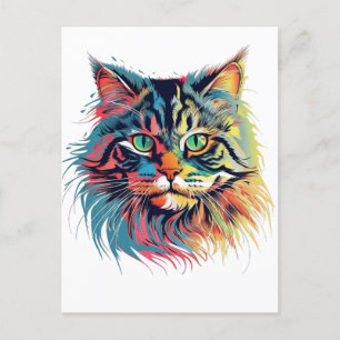 Colourful Siberian cat Postcard