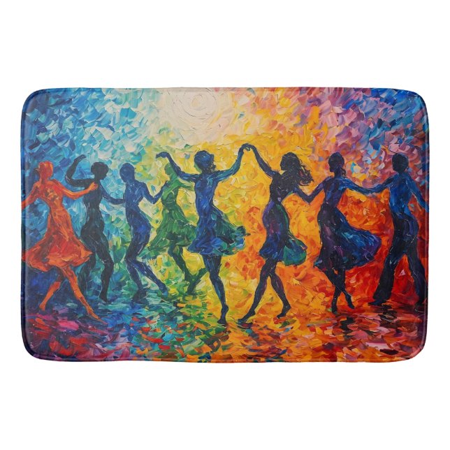 Colourful Silhouettes Dancing Bath Mat (Front)
