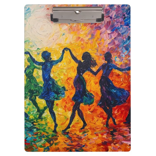 Colourful Silhouettes Dancing Clipboard (Front)