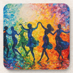 Colourful Silhouettes Dancing Coaster