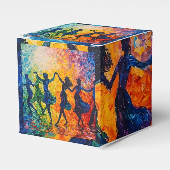 Colourful Silhouettes Dancing Favour Box (Front Side)