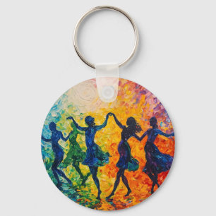 Colourful Silhouettes Dancing Key Ring