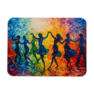 Colourful Silhouettes Dancing Magnet