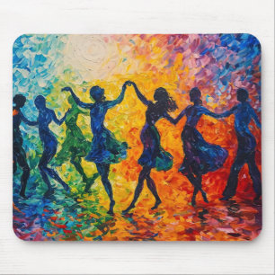 Colourful Silhouettes Dancing Mouse Pad