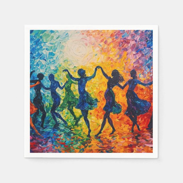 Colourful Silhouettes Dancing Napkin (Front)