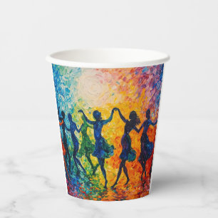 Colourful Silhouettes Dancing Paper Cups