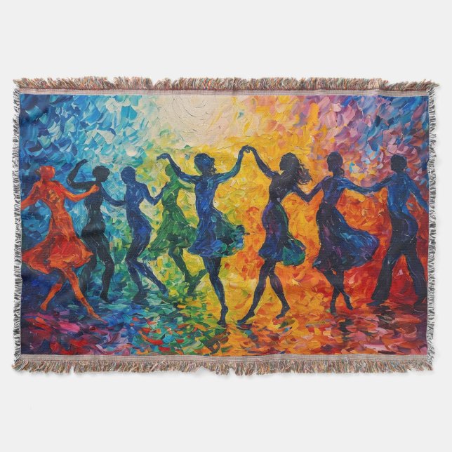 Colourful Silhouettes Dancing Throw Blanket (Front)