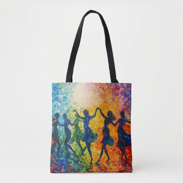 Colourful Silhouettes Dancing Tote Bag (Front)
