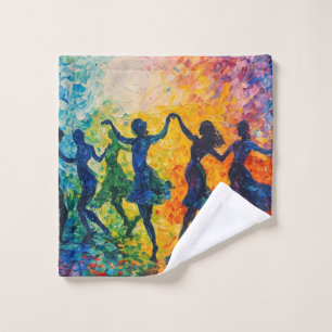 Colourful Silhouettes Dancing Wash Cloth