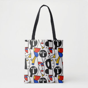 Colourful Silly Faces Picasso Cubism Style Tote Bag