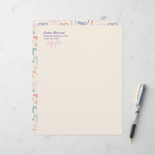 Colourful Simple Bows Personal Stationery Custom Letterhead