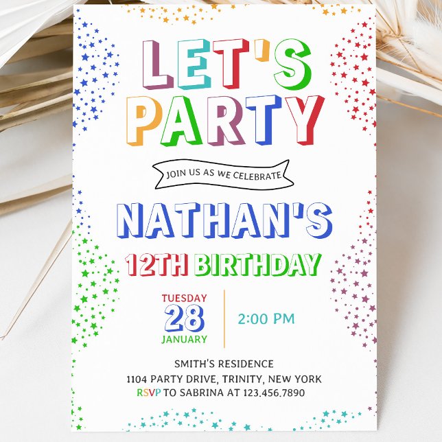 Colourful Simple Boy Birthday Invitation (Creator Uploaded)