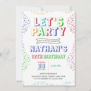 Colourful Simple Boy Birthday Invitation