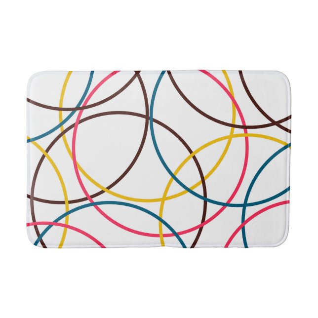 Colourful, simple modern cool, urban trendy circle bath mat (Front)