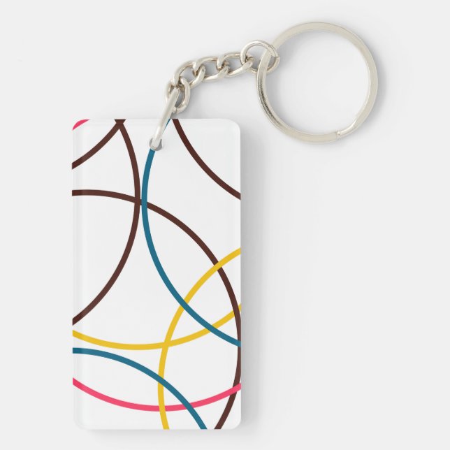 Colourful, simple modern cool, urban trendy circle key ring (Back)
