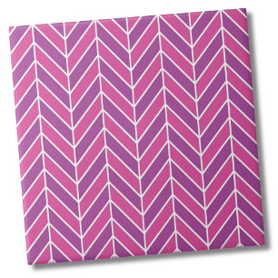Colourful Simple Pink Purple Herringbone Pattern Tile