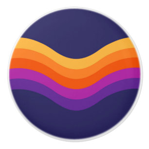 Colourful simple retro style waves design ceramic knob