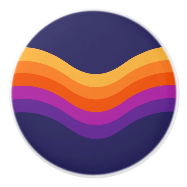 Colourful simple retro style waves design  ceramic knob (Front)