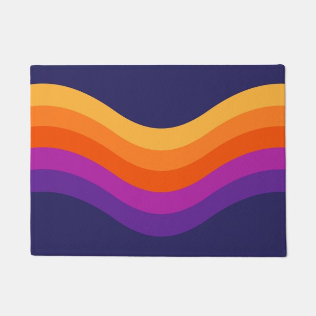 Colourful simple retro style waves design  doormat (Front)