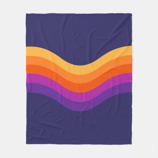 Colourful simple retro style waves design  fleece blanket (Front)