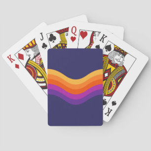 Colourful simple retro style waves design  playing cards