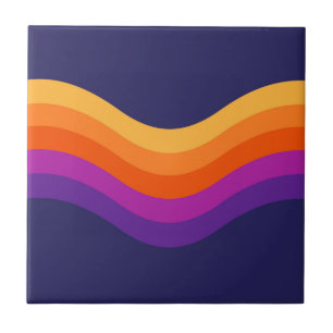 Colourful simple retro style waves design tile
