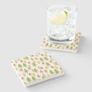 Colourful Simple Rustic Forest Pinetree Art Patter Stone Coaster