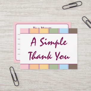 Colourful Simple Script Thank You Business Card
