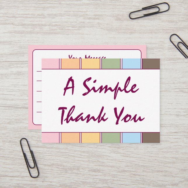 Colourful Simple Script Thank You Business Card (Front/Back In Situ)