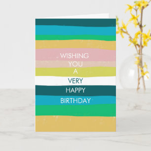 Colourful Simple Stripes HAPPY BIRTHDAY CUSTOM Car Card