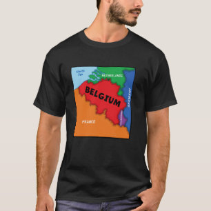 Colourful simplified Belgium map, neighbouring cou T-Shirt