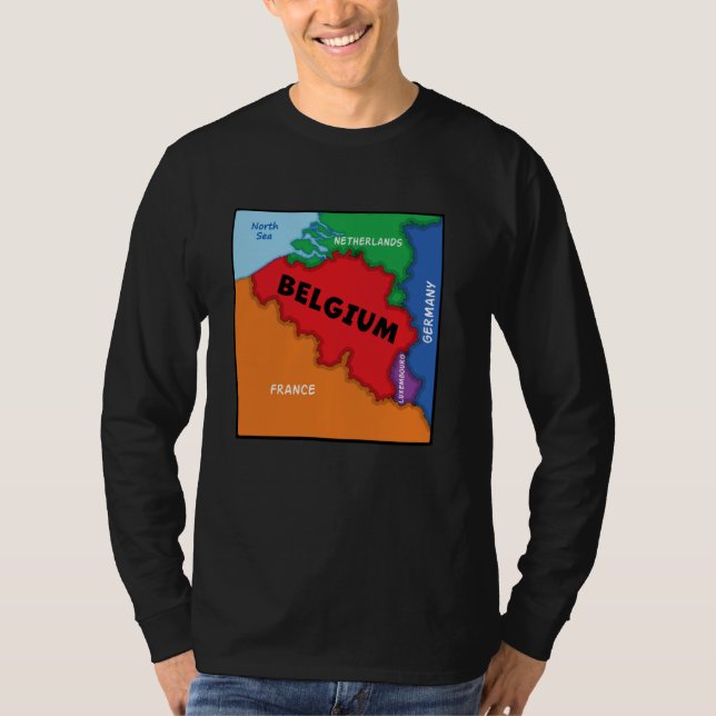 Colourful simplified Belgium map, neighbouring cou T-Shirt (Front)