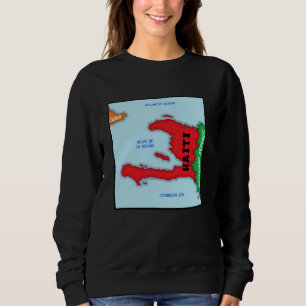 Colourful simplified Haiti map, neighbouring count Sweatshirt