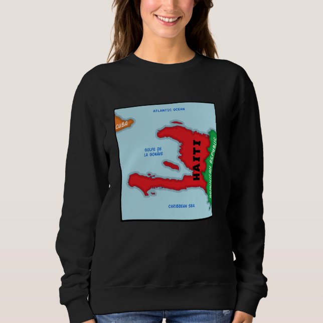Colourful simplified Haiti map, neighbouring count Sweatshirt (Front)