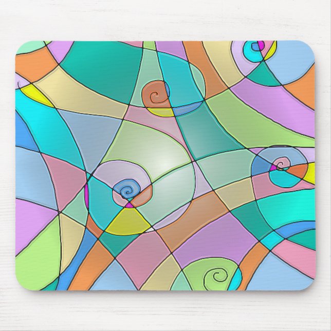Colourful Simulated Stained Glass in Pastels Mouse Pad (Front)