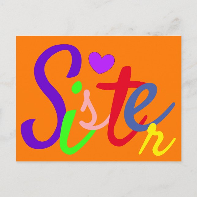 Colourful Sister Love Postcard (Front)